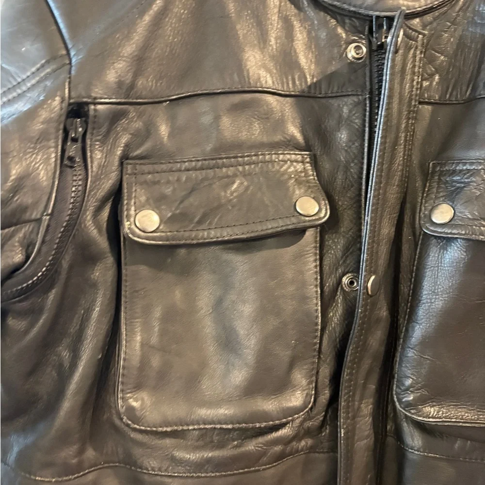 AGV Sport Italian Leather Motorcycle  Black Moto Biker Racer Jacket  XL